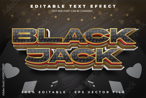 Black jack editable text effect in modern trend style