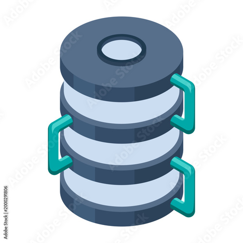 Isometric cloud database. Cloud computing and file cloud storage. Big data storage technology. Isometric technology. Vector illustration