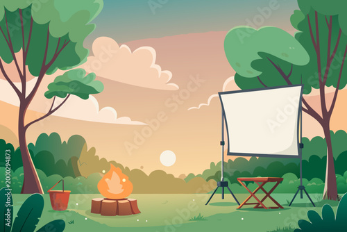 Outdoor Cooking During Sunset in Forest With Warm ( 1 )