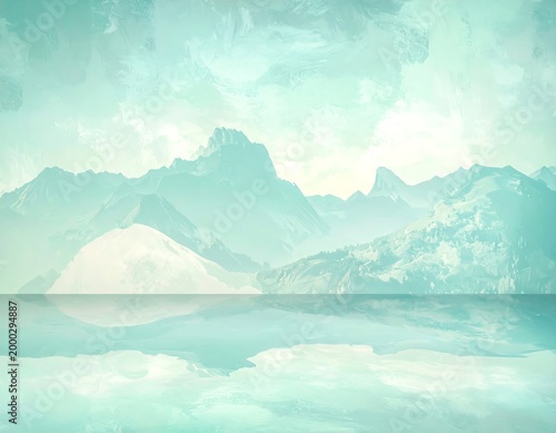 Serene Mountain Reflection in Cool Blue Tones