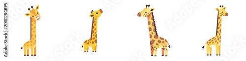 Whimsical Collection of Adorable Baby Giraffes in Various Poses and Expressions
