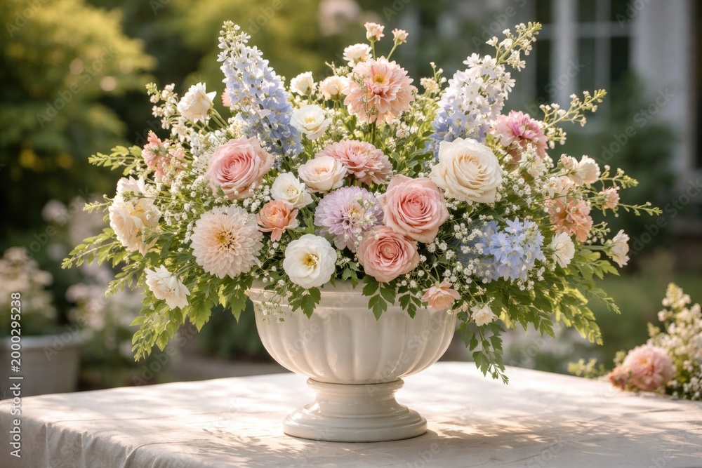 Obraz premium Clean and alluring appearance of fresh flowers potted in a classic white container
