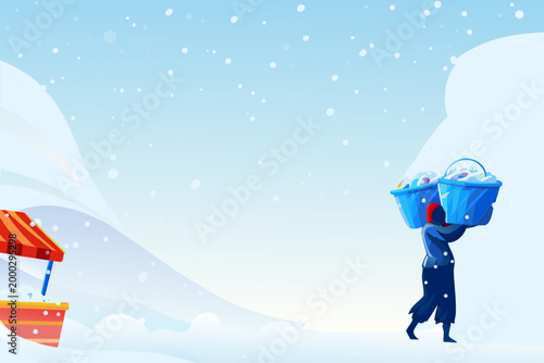 Vendor Carrying Buckets of Fish From Delivery Area