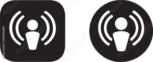 Apple Podcast app icon set in modern style, clean vector symbols for audio streaming UI design use