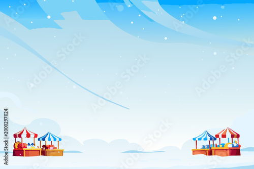 Wide Fish Market Vendor Background With Mult