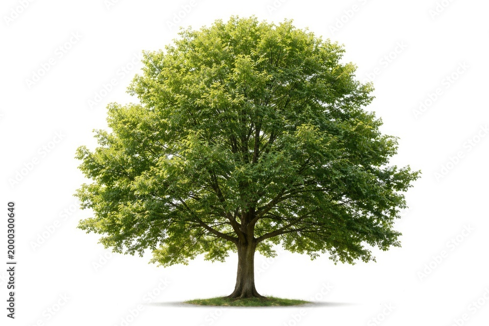 Fototapeta premium Green leafy trees isolated on white background for summer design use