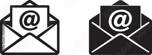 Mail and email icon set with modern vector symbols for messaging apps, UI design and web use