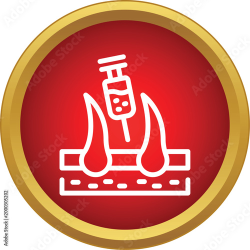 Syringe injecting solution into hair follicles for growth and dermatology