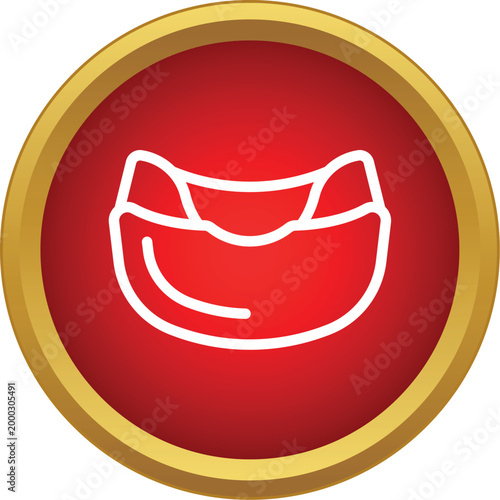 White shaving foam cream outline icon on a red circular button