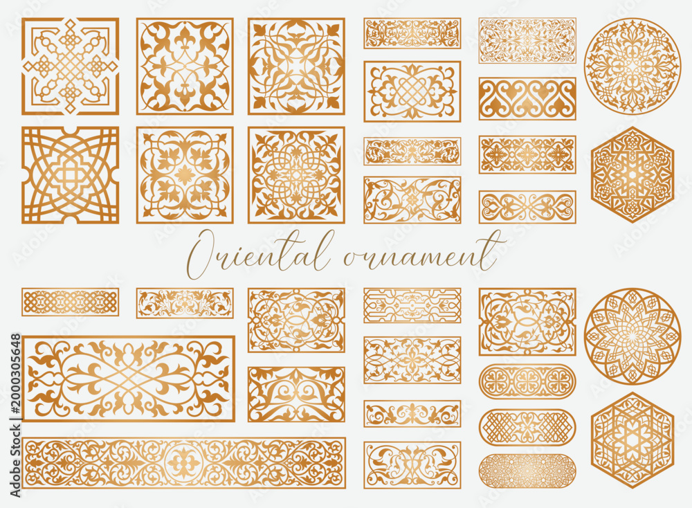 Naklejka premium Oriental vector patterns set. Arabic decorative panels