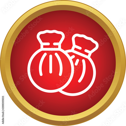 Georgian dumplings khinkali vector icon on red background suitable for food menus