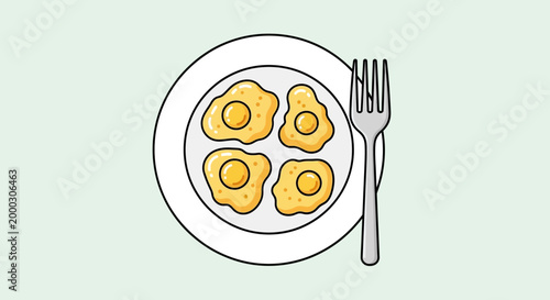 Fried eggs on a plate.