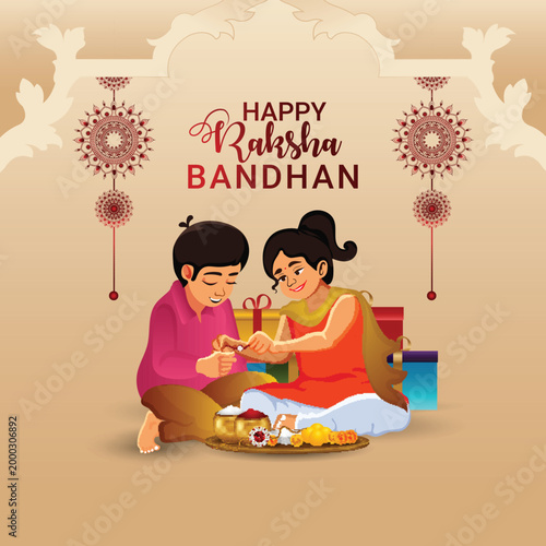 Canvastavla Happy raksha bandhan indian festival celebration card with brother and sister ve