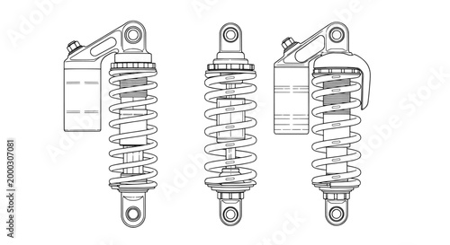 Shock absorber suspension system technical line drawing collection
