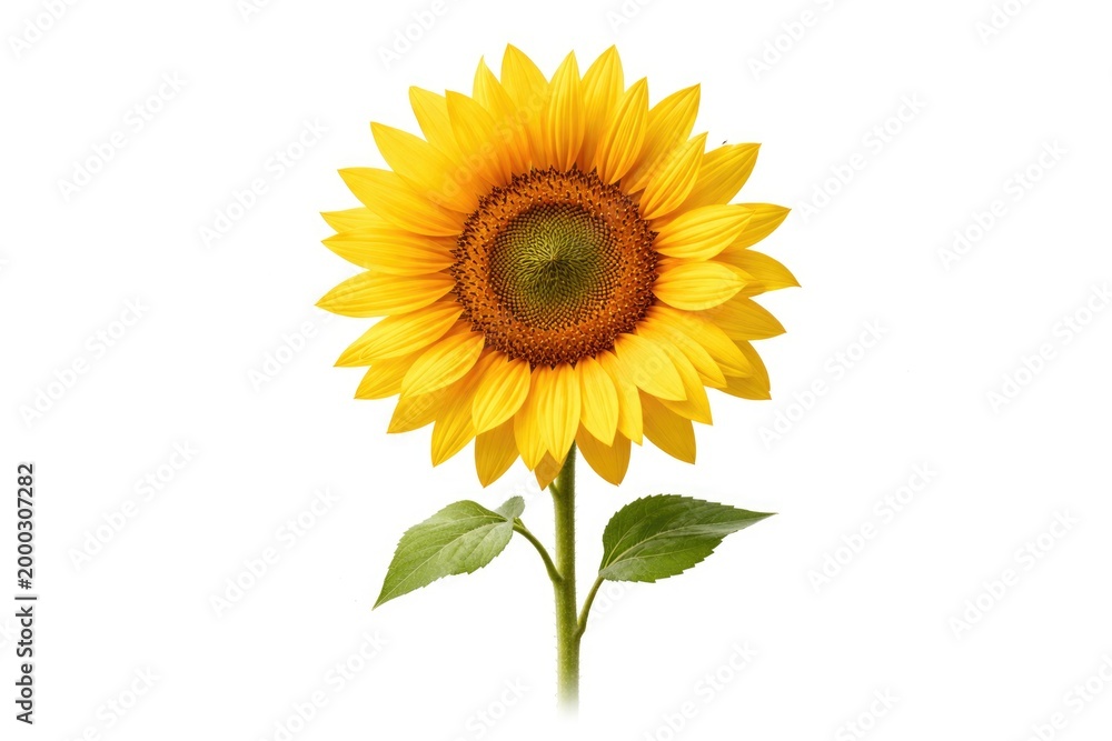 Naklejka premium Isolated vibrant sunflower with white empty space