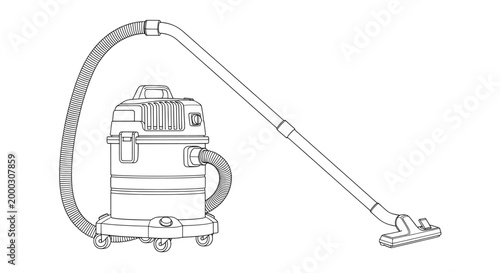 Vacuum cleaner line art illustration of industrial cleaning machine
