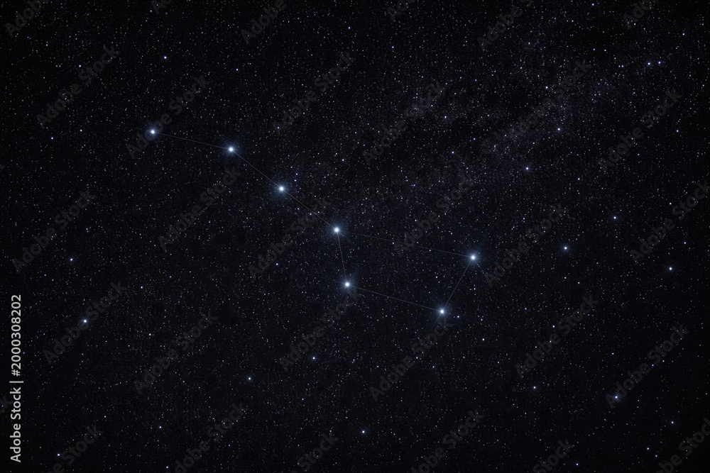 Fototapeta premium Black night backdrop with sparkling stars and Great Bear visible