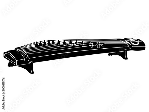 Fotografía Traditional Japanese Koto Zither Illustration, Plucked String Instrument Icon, V