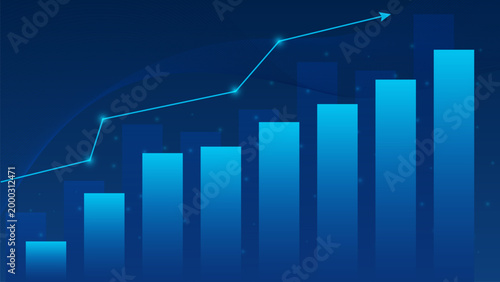 modern design of Upward arrow growing column charts rising