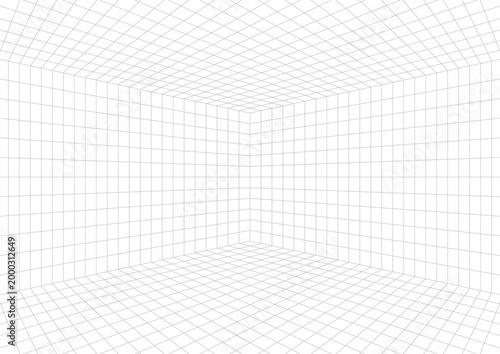2点透視図法による3Dグリッドの背景イラスト