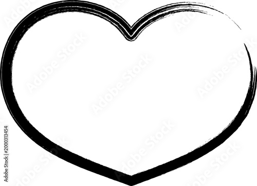 ハート型の筆文字フレームのイラスト