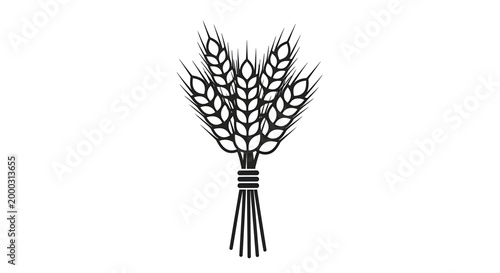 Wheat, grain, sheaf, harvest, agriculture, black, white, vector icon