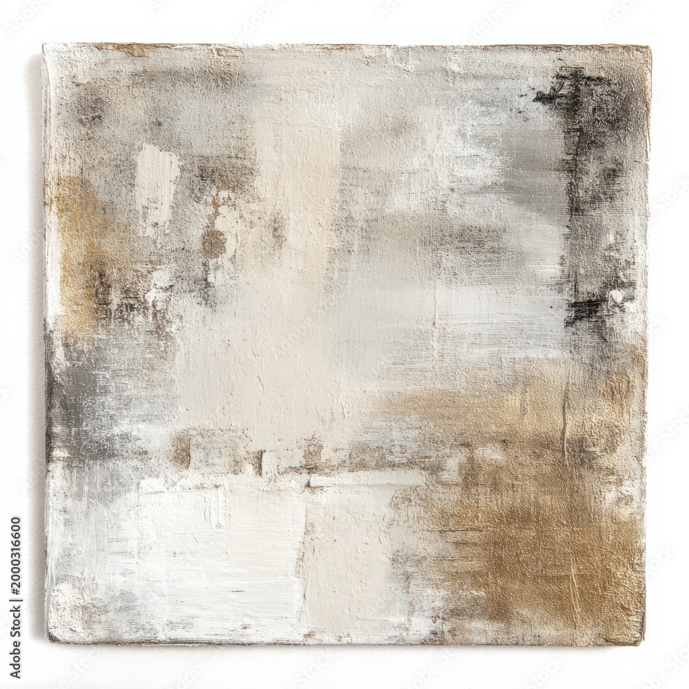Fototapeta premium Abstract contemporary artwork featuring neutral tones and textured brush strokes