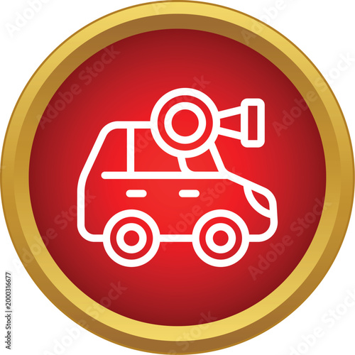 Self driving vehicle with camera system representing modern automotive technology icon