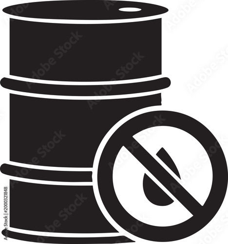 Oil barrel icon with prohibition sign prohibition gasoline industry