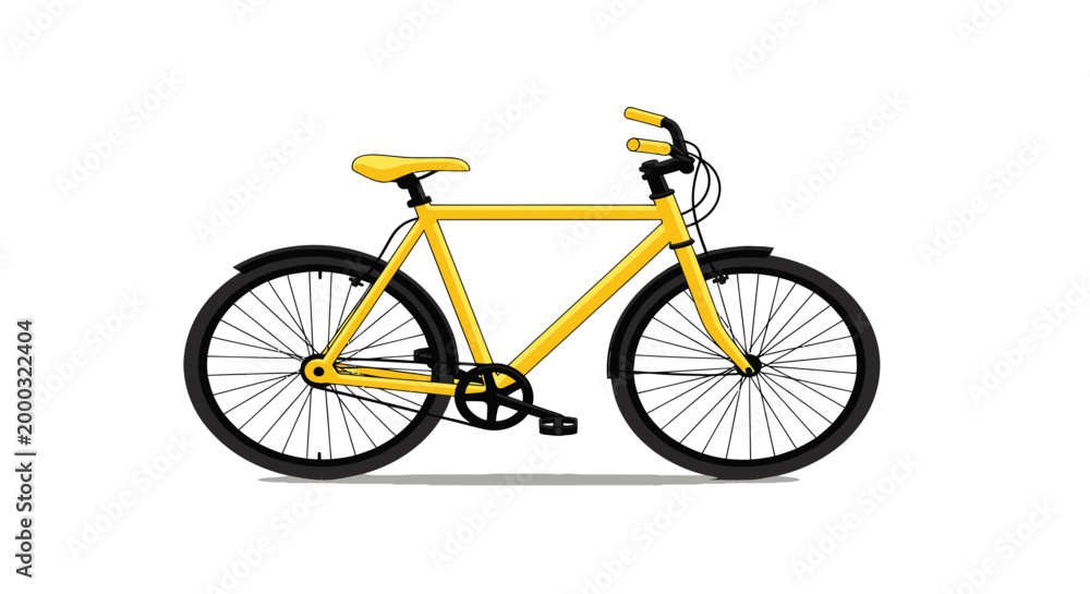 Naklejka premium Yellow bicycle with black wheels.