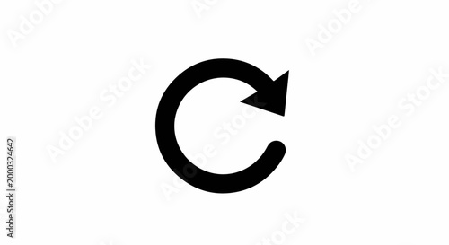 A black circular arrow icon on a white background