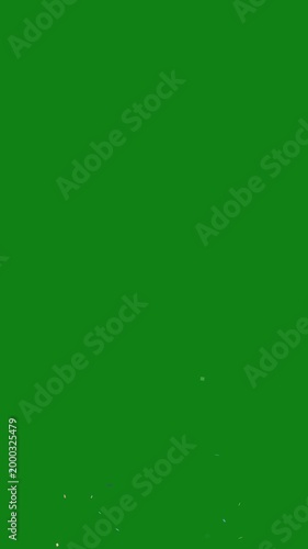 Colorful glitter confetti explosion animation, realistic burst and falling particles isolated on green screen background, festive celebration overlay rendered in HD