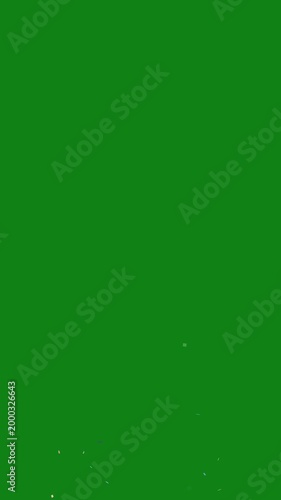 Confetti explosion animation with vibrant glitter particles, realistic burst and falling isolated on green screen background, festive celebration overlay rendered in HD