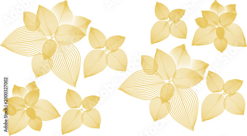 Luxury Golden Floral Line Art Pattern Background, Elegant Botanical Leaf Vector Design for Wedding Invitation and Branding