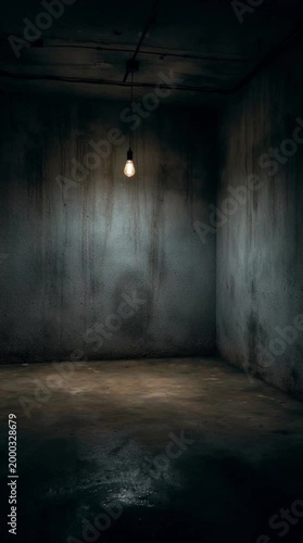 Empty Room Lit by Flashlight in Horror Style