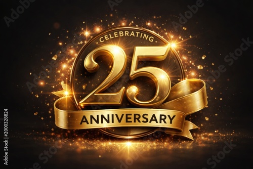 Commemorative design for 25 years using a refined clipping path executed with pen tool