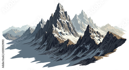 Majestic snow-capped mountain range under a clear sky, evoking a sense of adventure and natural beauty