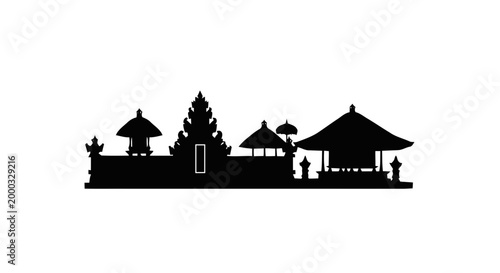 Balinese temple silhouette landscape 1.