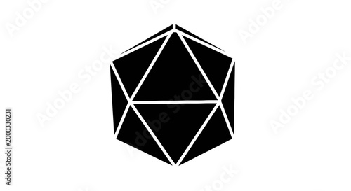 Black and white geometric d20.