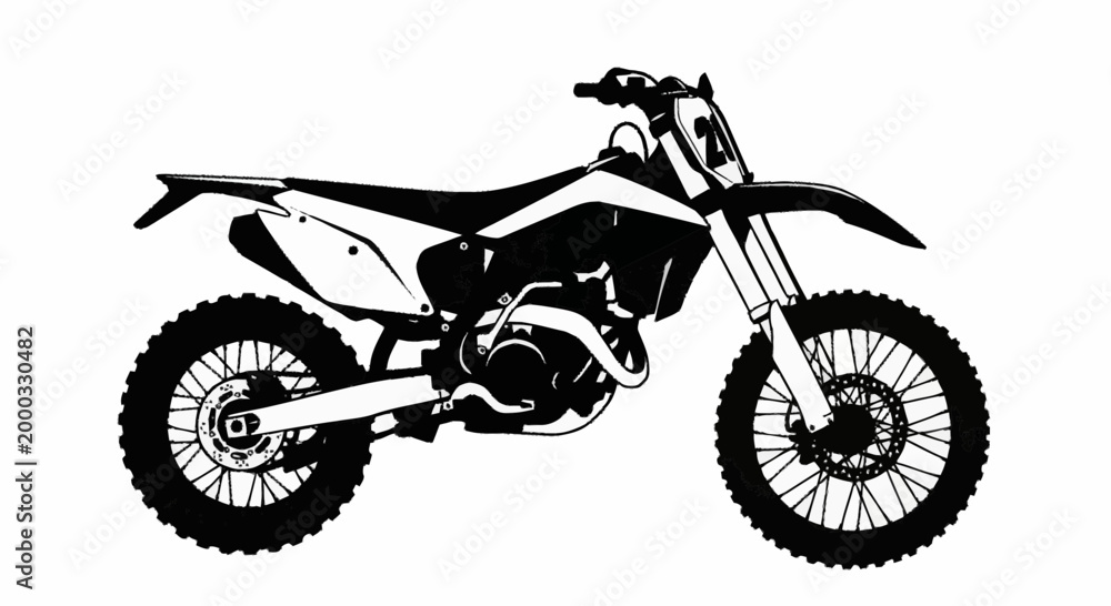 Naklejka premium Black and white motorbike.