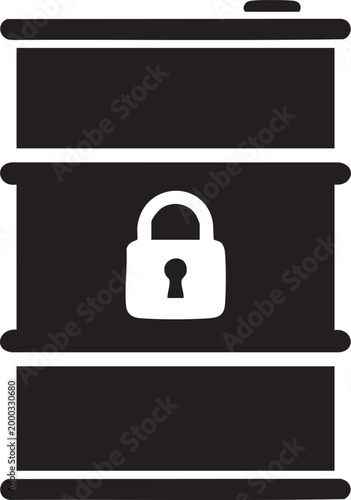 Locked oil barrel icon representing secure fuel storage with security