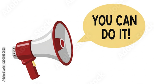 Megaphone Announces You Can Do It Motivational Message.