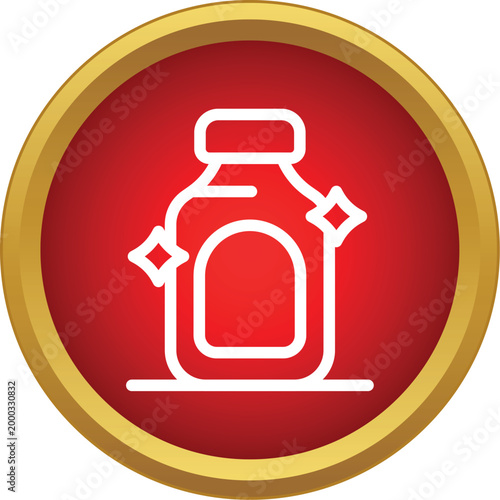 Bottle icon representing cleaning solution or chemical inside a bold red circle