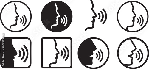 speaking man face icon set vector illustration design 