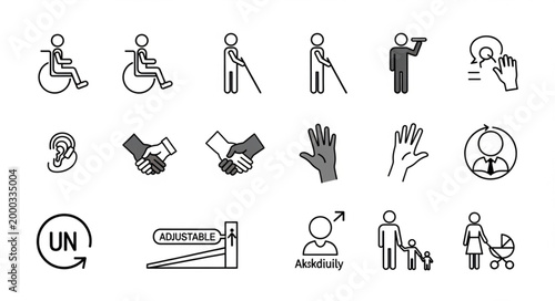 Collection of accessibility and disability icons and symbols.
