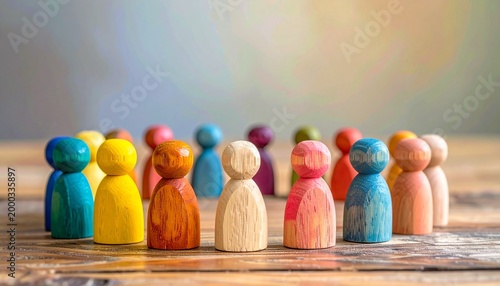 Colorful Wooden Figurines Circle Diversity Inclusion Community Symbol Visuals