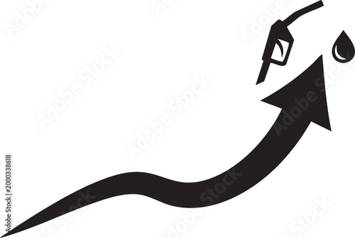 Rising fuel prices concept illustration with rising arrow and oil drop