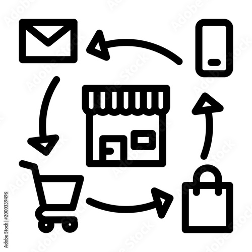 Omnichannel Retail Vector Line Icon Design