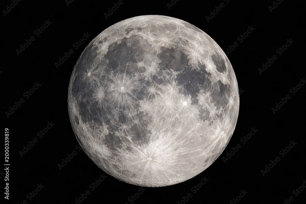 Naklejka premium High resolution image of the moon isolated on a pure black background