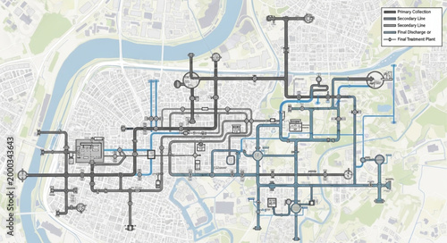 Detailed city infrastructure map showing underground pipe network.